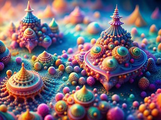 Poster - Surreal Tilt-Shift Abstract: Fluid Math Shapes in a Dreamlike Landscape