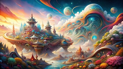 Poster - Surrealist Sketch Art Background: Intricate Design with High Depth of Field