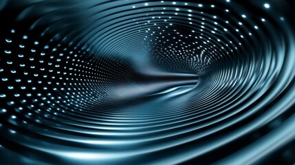 Poster - A wavy, perforated metallic surface with flowing patterns and light reflections