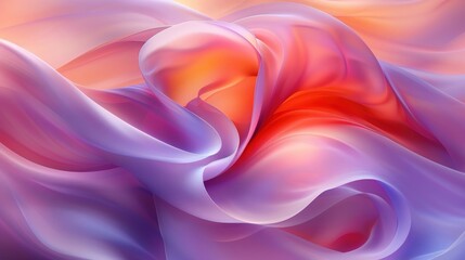 Poster - Soft flowing ribbons of vibrant colors intertwine in a delicate dance creating an ethereal visual experience filled with warmth and harmony. The gentle curves evoke serenity.