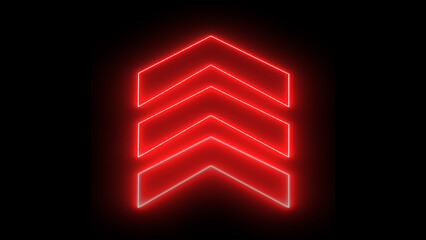 Poster - Glowing red neon up arrow icon, up arrow indicates Money, growth business, economy, finance and success concept