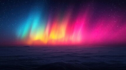 Poster - Aurora borealis northern lights idea. A stunning display of colorful auroras illuminating a starry night sky.
