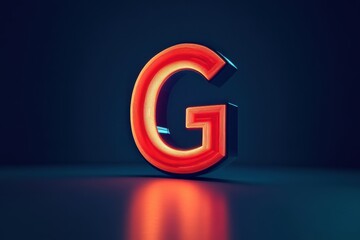 Aufkleber - Colorful illuminated letter G stands out against a dark background creating a modern artistic display