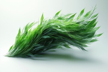 Aufkleber - Dynamic display of green foliage swaying gently against a light backdrop illustrating natural beauty and tranquility