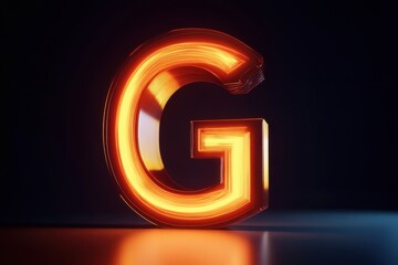 Fototapete - Bright orange letter G illuminated against a dark background showcasing modern design elements