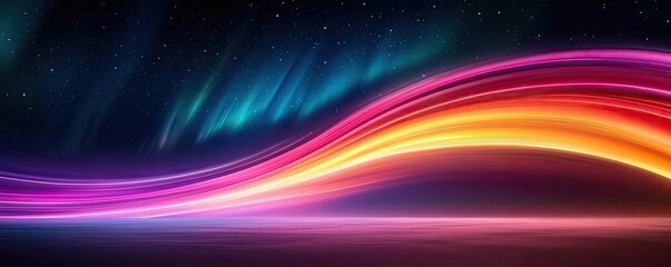 Poster - Aurora borealis northern lights concept. Vibrant abstract background with flowing colors and soft light effects.