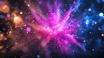 Poster - Abstract bright sparks of color shooting from the center of the image, showing a creative explosion of thought.