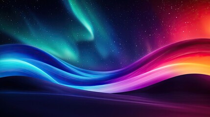 Poster - Aurora borealis northern lights concept. Vibrant waves of color blend against a starry backdrop, creating a stunning visual effect.