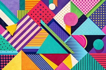 Poster - Trendy Geometric Pop Art Journaling Textures Background - Right Copy Space
