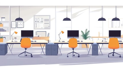 Aufkleber - Modern office interior design, minimalist workspace, workplace
