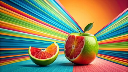 Poster - Unique Fruit Design with Stylized Broken Lines - Abstract Food Illustration