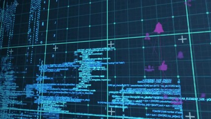 Aufkleber - In school, animation showing digital code and data visualization on grid background