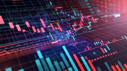 Poster - Digital Financial Data Visualization Analyzing Stock Market Trends with Colorful Graphs and Charts for Enhanced Trading Insights
