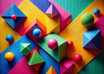 Poster - Vibrant Abstract Geometric Shapes: Playful Color & Form Stock Photo