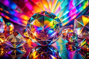 Poster - Vibrant Abstract Light Prism: Colorful Crystal Refraction Stock Photo