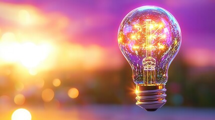 Poster - Radiant and Bright Incandescent Lightbulb with Shining Illuminated Filament Representing Innovation Technology and Creativity in Lighting Design and Energy Efficiency