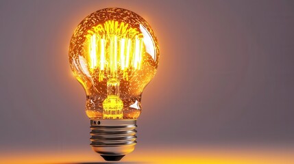 Poster - 3D rendering of a classic incandescent lightbulb its warm glowing filament illuminating the glass enclosure with a vintage retro inspired aesthetic