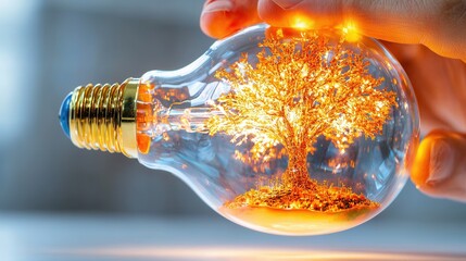 Poster - intricate organic tree like design illuminating from within a glass light bulb sphere symbolizing th