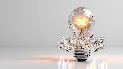 Poster - A refined and polished 3D rendering of a glowing futuristic lightbulb symbolizing the boundless potential of human creativity and technological advancement