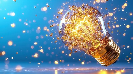 Poster - Visually Striking 3D Rendered Lightbulb Bursting with Creativity and Innovation   A Captivating Digital Artwork Symbolizing the Power of Ideas and Imagination