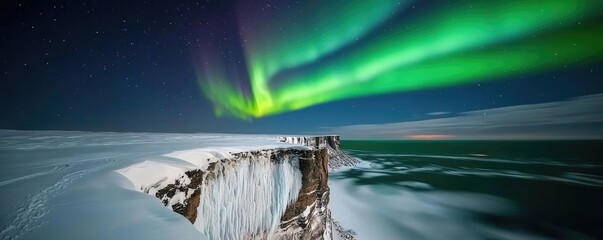 aurora borealis northern lights idea. stunning northern lights illuminate a snow-covered landscape a