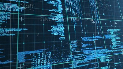 Aufkleber - Digital code and data processing animation over grid background with blue text