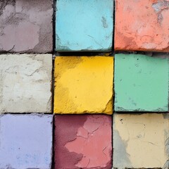 Poster - Colored cement tiles arranged in a vibrant pattern for artistic detailing