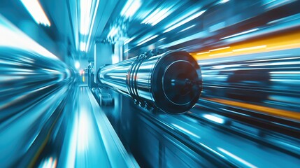 Poster - Close-up of an industrial printing press, high-speed motion effect with detailed textures.
