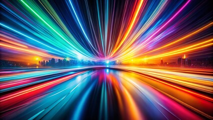 Aufkleber - vibrant color gradient light trails on black background - long exposure photography