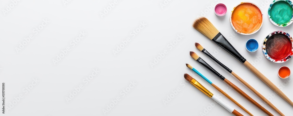 Timetable for art classes, with colorful brushes, palettes, and ...