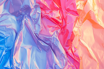 Poster - Vibrant colorful wrinkled plastic sheets studio abstract photography creative space aerial view texture exploration
