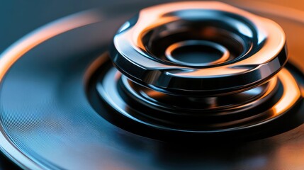 Poster - Macro shot of a fidget spinner in motion, sleek design with blurred edges.