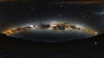Wall Mural - a panoramic view of the milky way galaxy. the stars are scattered throughout the sky, creating a sen