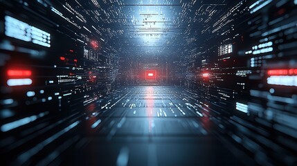 Poster - Hyper detailed futuristic city skyline glowing with advanced digital infrastructure complex urban architecture and a dynamic network of lights data and energy