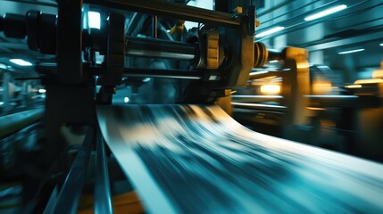 Poster - Printing press machine in operation, with blurred motion effect emphasizing speed and efficiency.