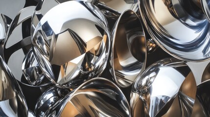 Poster - Reflective metal spheres arranged in an abstract pattern, showcasing polished surfaces and smooth reflections.