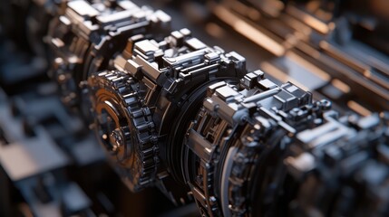 Poster - Rotating car engine components in motion, high-speed precision mechanics.
