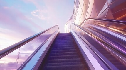 Poster - Rotating escalator handrails in motion, futuristic movement concept.