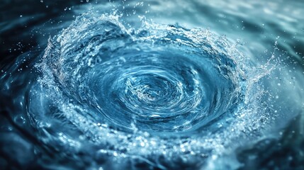 Poster - Spinning whirlpool of water forming a vortex, powerful natural movement captured in motion.