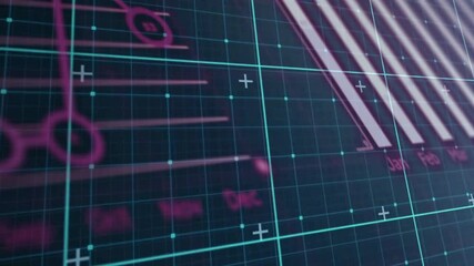 Aufkleber - Displaying animation of data charts and months on futuristic digital grid