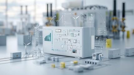 Poster - detailed digital of a complex interconnected modern power distribution network