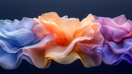 Poster - Colorful abstract flower shapes intertwine against a dark background creating a captivating visual experience