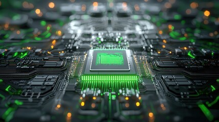 Poster - futuristic energy distribution network with intelligent circuitry advanced electronics and eco frien