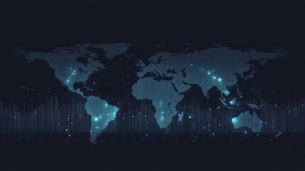 Aufkleber - World map with glowing points, global connections, dark background, data visualization, abstract, possible use educational, business