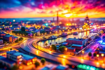 Poster - Vibrant Rainbow Gradient Abstract Art: Tilt-Shift Miniature Poster Background