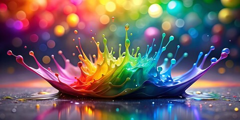 Poster - Vibrant Rainbow Paint Splash Bokeh Effect - Isolated Background Stock Photo