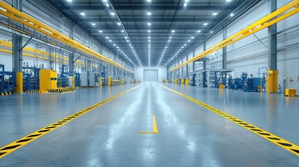 Poster - Wide angle view of a spacious and technologically advanced industrial facility