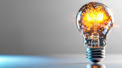 Poster - Highly Detailed and 3D Rendering of a Single Glowing Incandescent Light Bulb Showcasing the Radiant Energy and Innovative Design of this Iconic Electrical Object