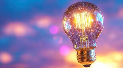 Poster - Glowing incandescent lightbulb symbolizing ideas innovation and the potential for creative breakthroughs