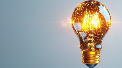 Poster - 3D Rendered of a Glowing and Luminous Classic Incandescent Light Bulb with a Radiant Filament Illumination Showcasing the Concept of Innovation Technology and Creativity